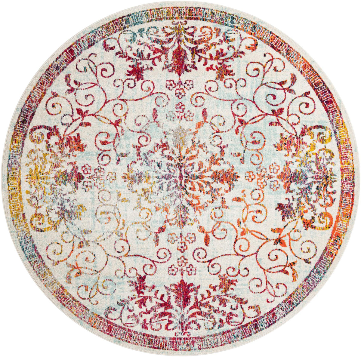 Brighton Terrace Collection Area Rug -  Saltdean Round Ivory  lifestyle 48