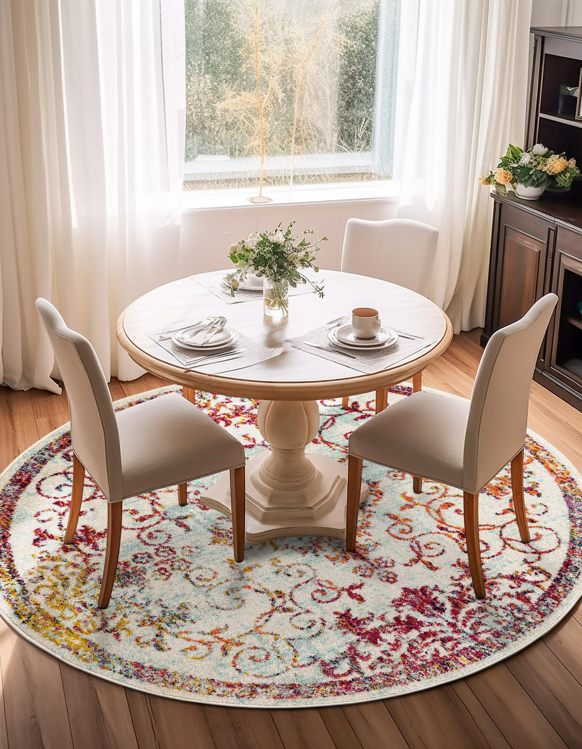 Brighton Terrace Collection Area Rug -  Saltdean Round Ivory  lifestyle 94