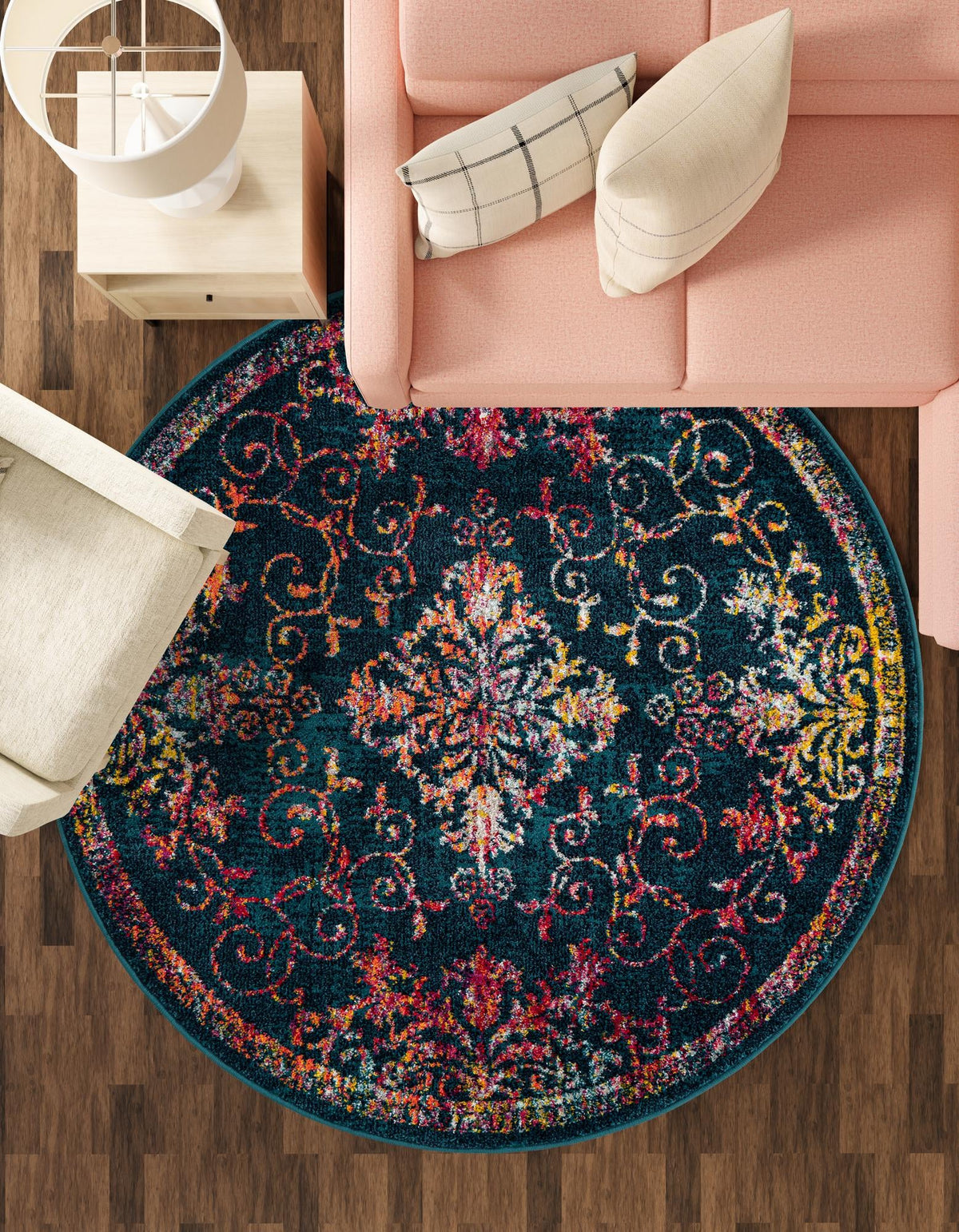Brighton Terrace Collection Area Rug -  Saltdean Round Navy Blue  lifestyle 145