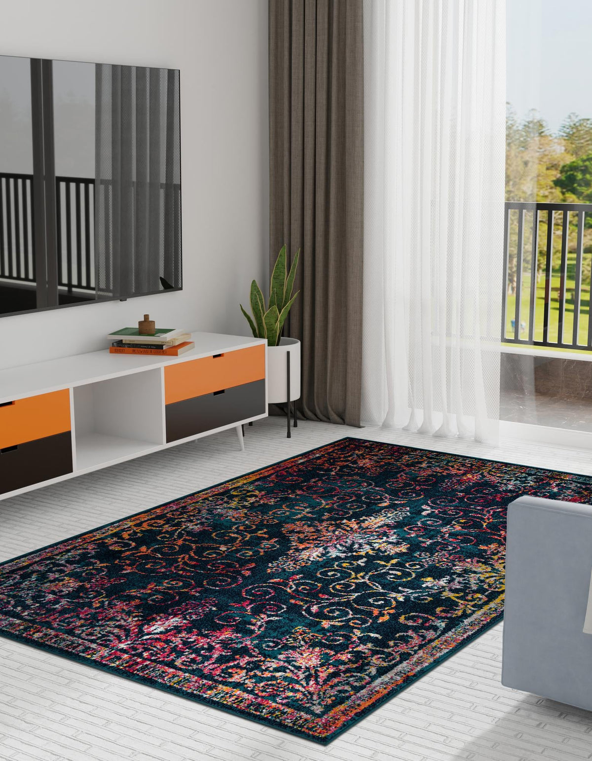 Brighton Terrace Collection Area Rug -  Saltdean Rectangle Navy Blue  lifestyle 3