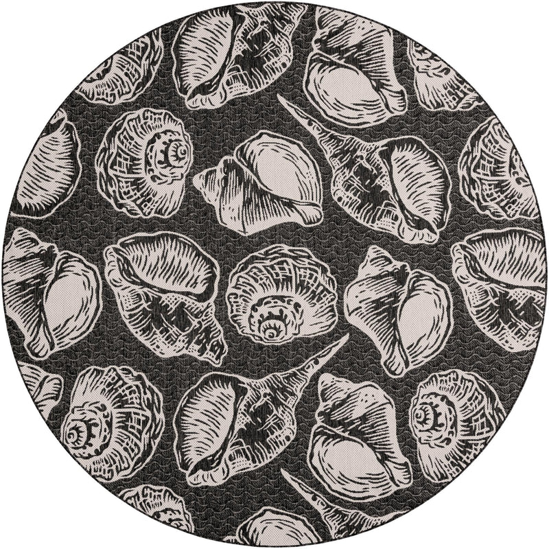 Seaside Haven Rugs Collection Area Rug -  Lighthouse Round Black and White  lifestyle 49