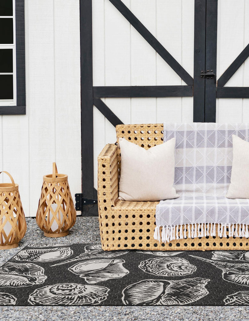 Seaside Haven Rugs Collection Area Rug -  Lighthouse (Black and White) Rectangle Black and White  lifestyle 12