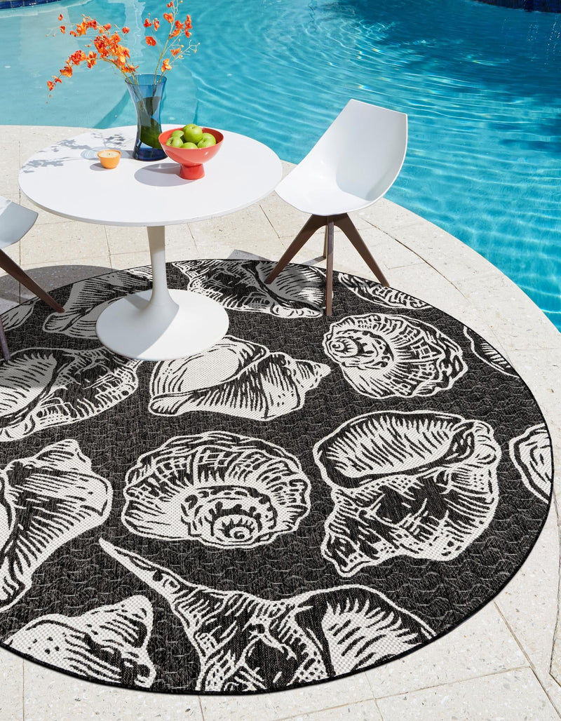 Seaside Haven Rugs Collection Area Rug -  Lighthouse (Black and White) Round Black and White  lifestyle 8