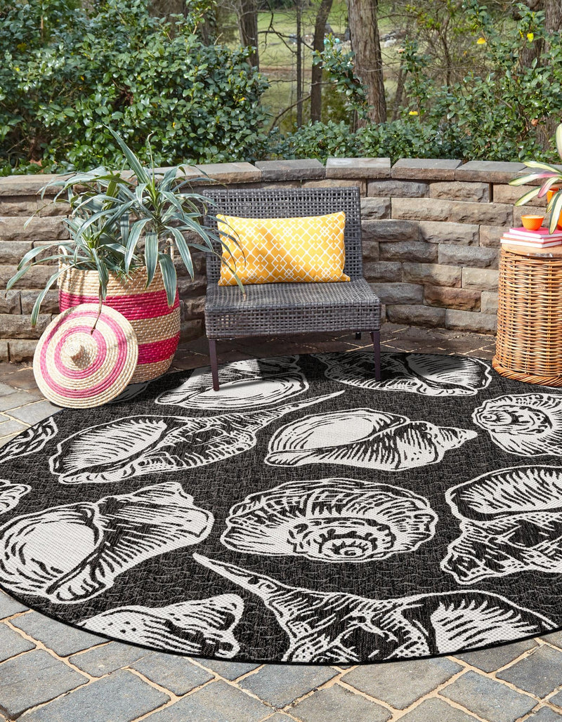 Seaside Haven Rugs Collection Area Rug -  Lighthouse (Black and White) Round Black and White  lifestyle 9