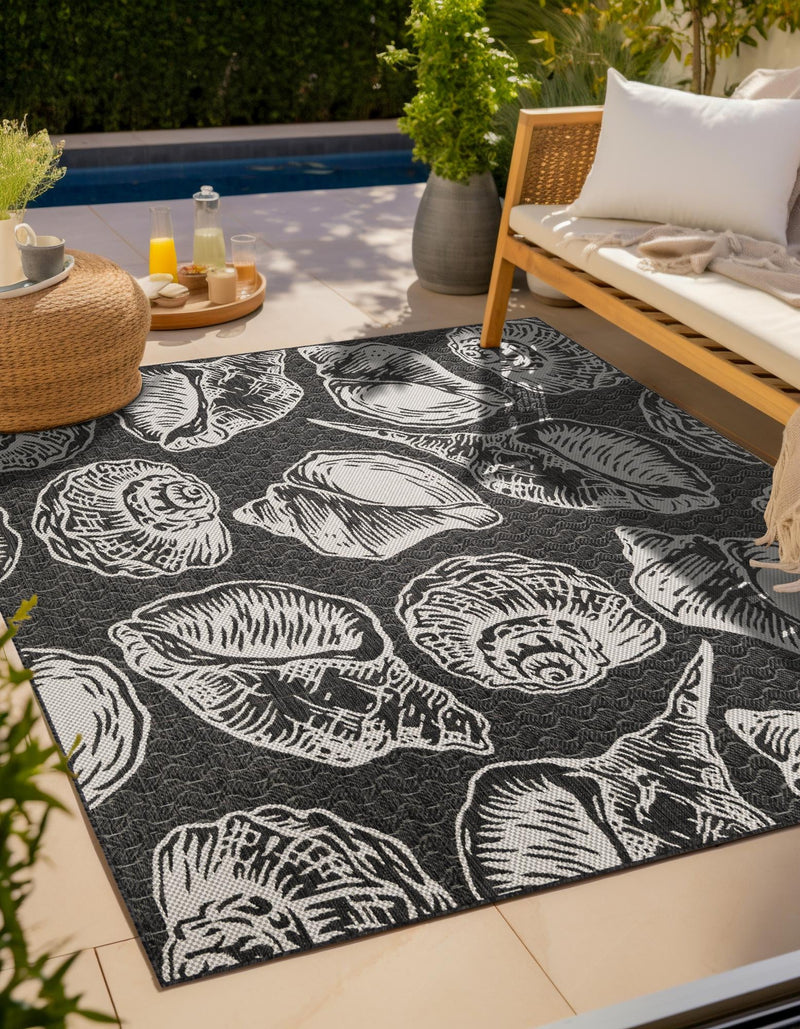 Seaside Haven Rugs Collection Area Rug -  Lighthouse (Black and White) Square Black and White  lifestyle 10