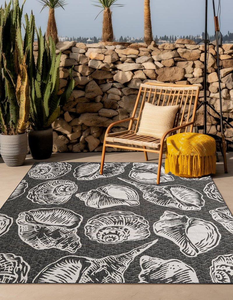 Seaside Haven Rugs Collection Area Rug -  Lighthouse (Black and White) Square Black and White  lifestyle 11