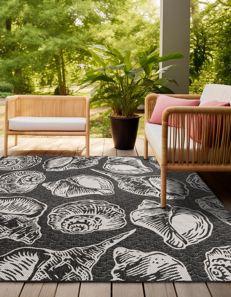 Seaside Haven Rugs Collection Area Rug -  Lighthouse (Black and White) Square Black and White  lifestyle 12