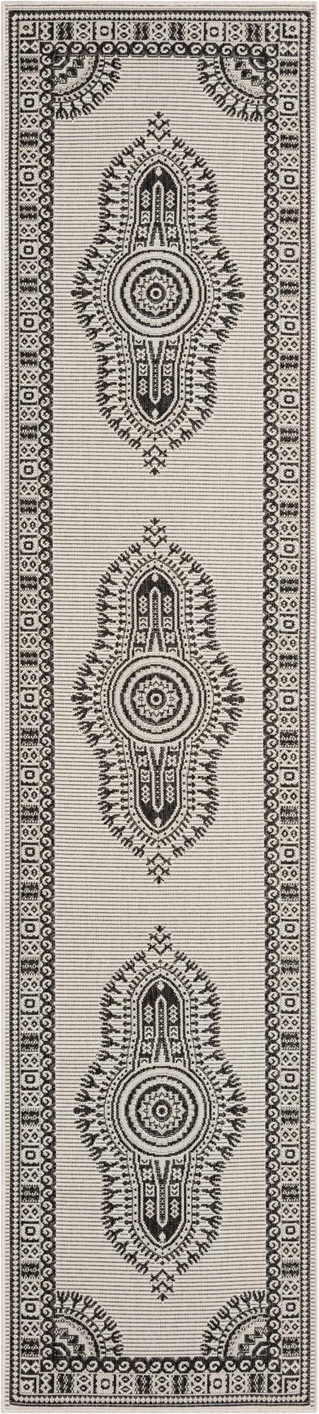 Patio Heritage Collection Area Rug -  Biloxi Runner Black and White  lifestyle 52