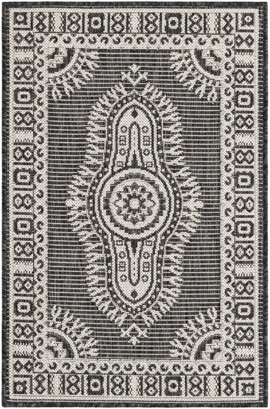 Patio Heritage Collection Area Rug -  Biloxi Rectangle Black and White Main