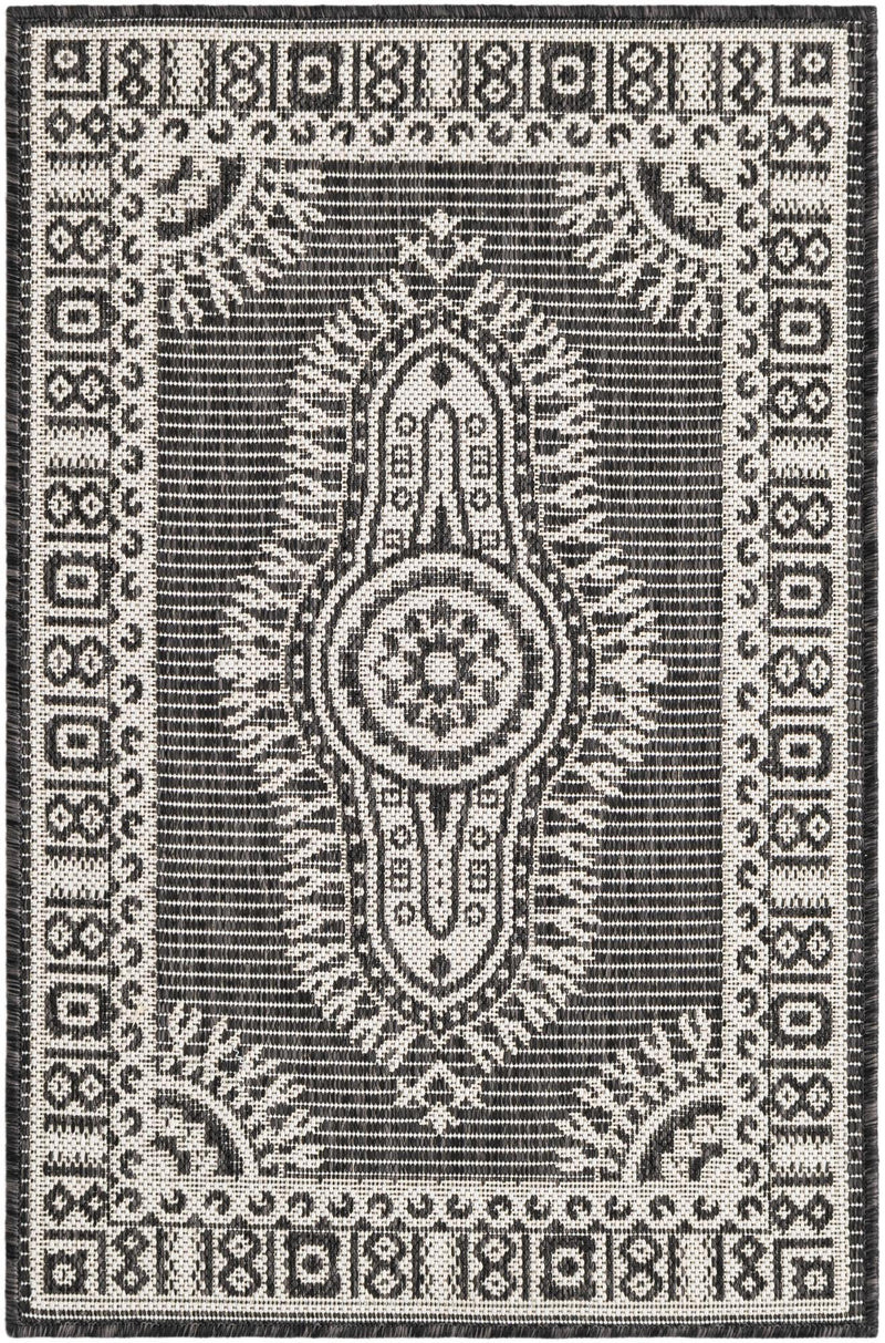 Patio Heritage Collection Area Rug -  Biloxi Rectangle Black and White Main