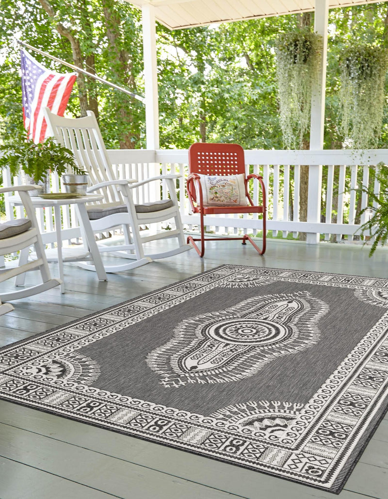 Patio Heritage Collection Area Rug -  Biloxi Rectangle Black and White  lifestyle 2