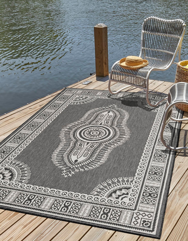 Patio Heritage Collection Area Rug -  Biloxi Rectangle Black and White  lifestyle 30