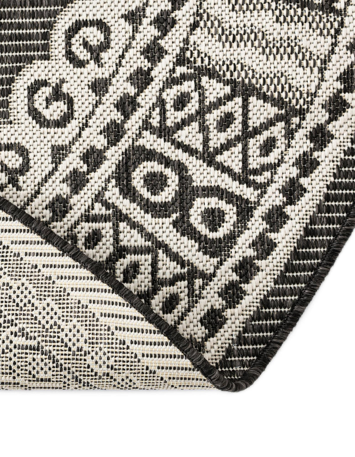 Patio Heritage Collection Area Rug -  Biloxi Round Black and White  lifestyle 184