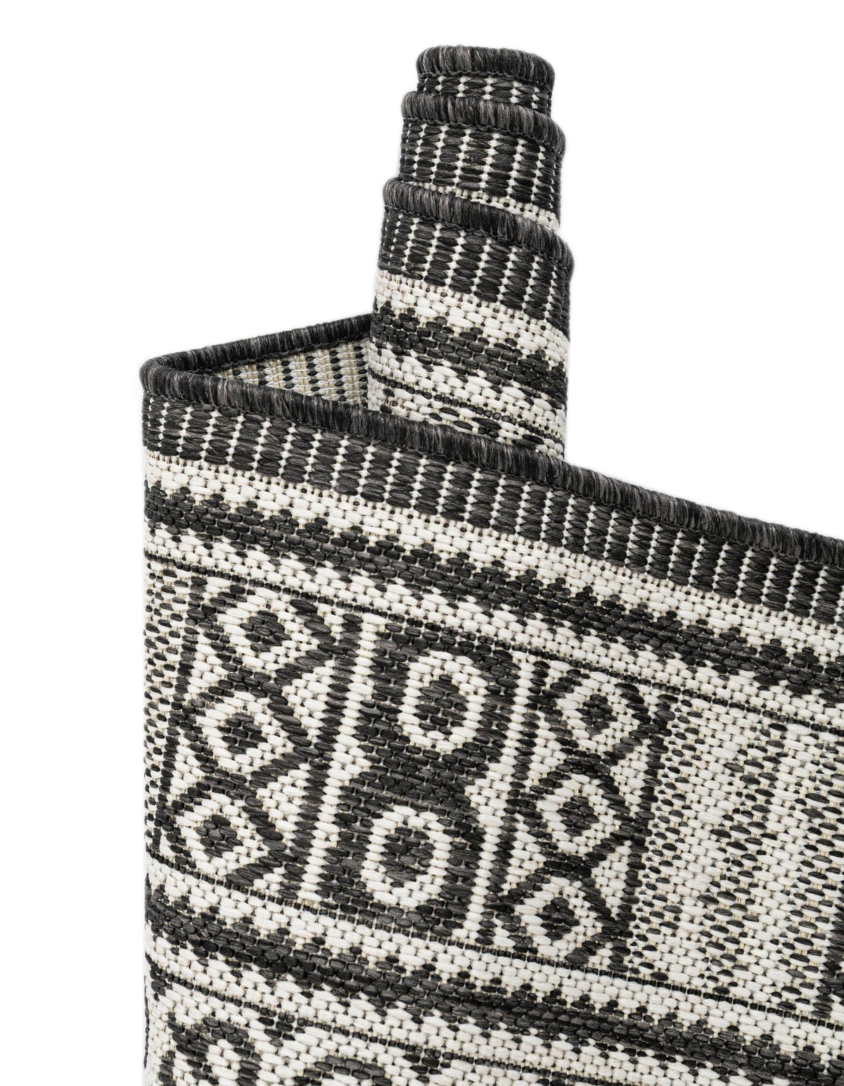 Patio Heritage Collection Area Rug -  Biloxi Round Black and White  lifestyle 195
