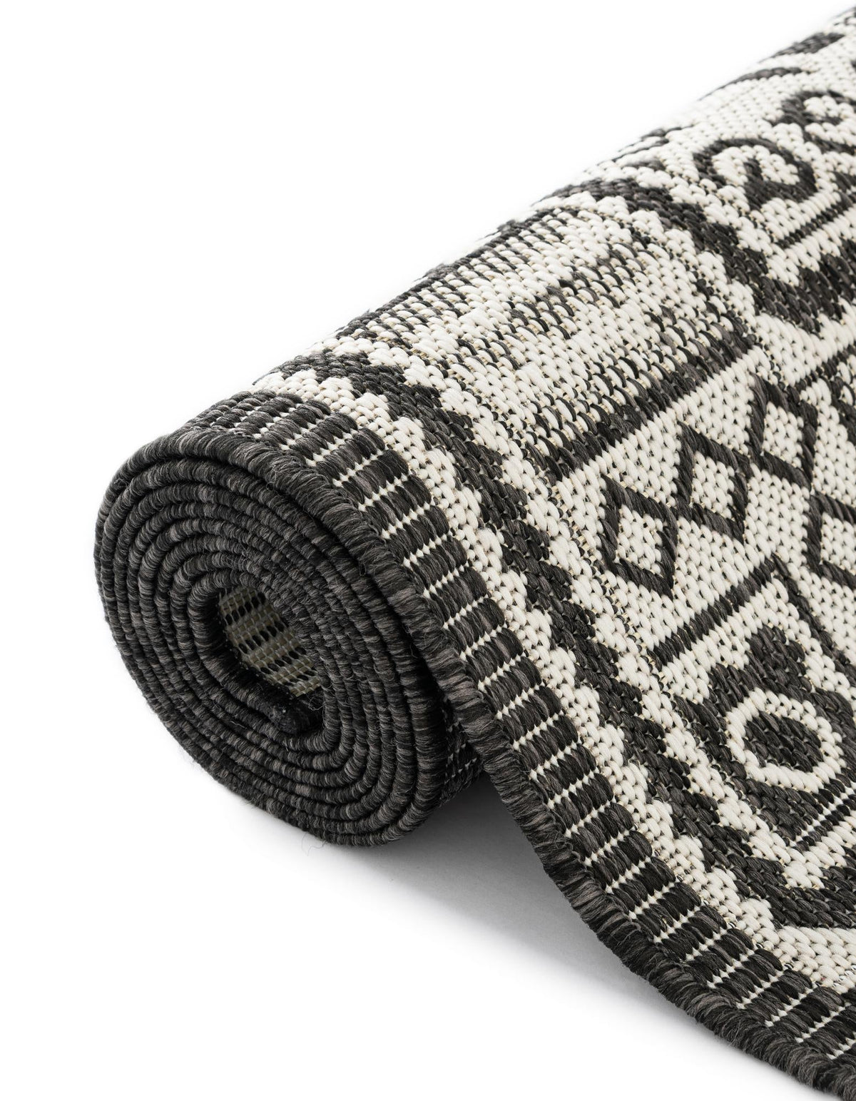 Patio Heritage Collection Area Rug -  Biloxi Round Black and White  lifestyle 199