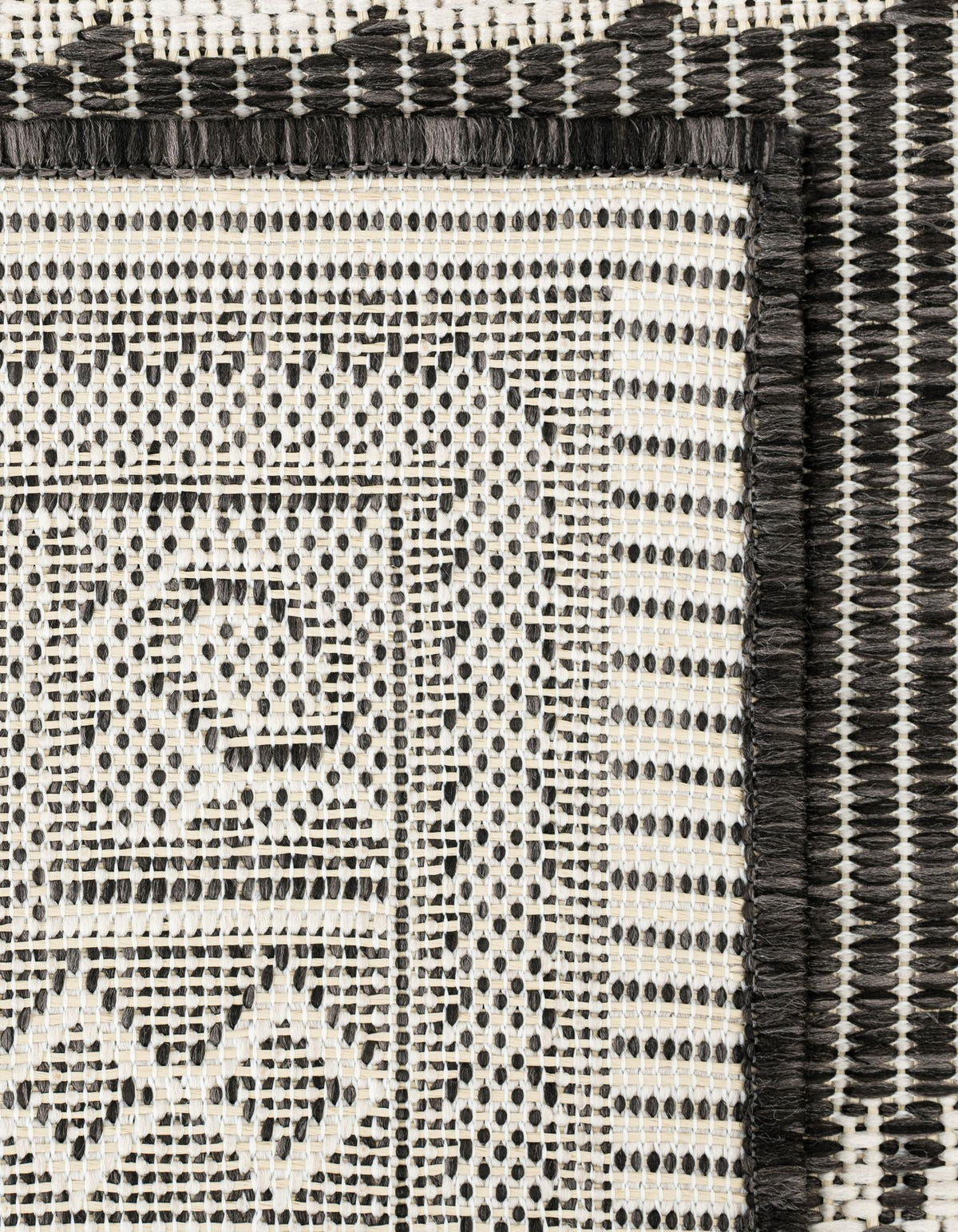 Patio Heritage Collection Area Rug -  Biloxi Square Black and White  lifestyle 185