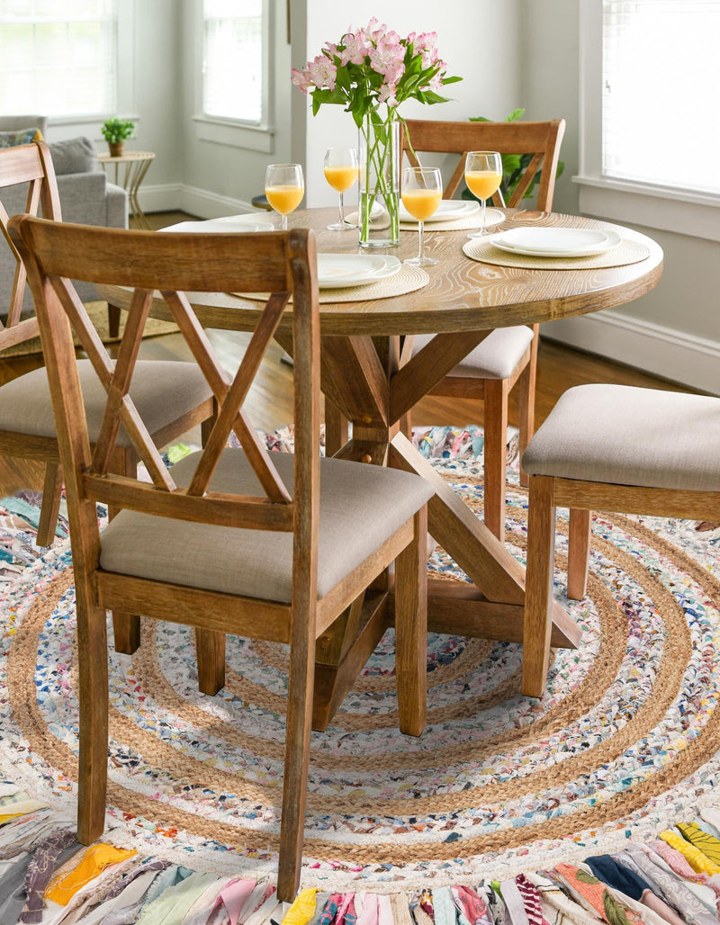 Osian Looms Collection Area Rug - Kathmandu Round Multi White  lifestyle 10