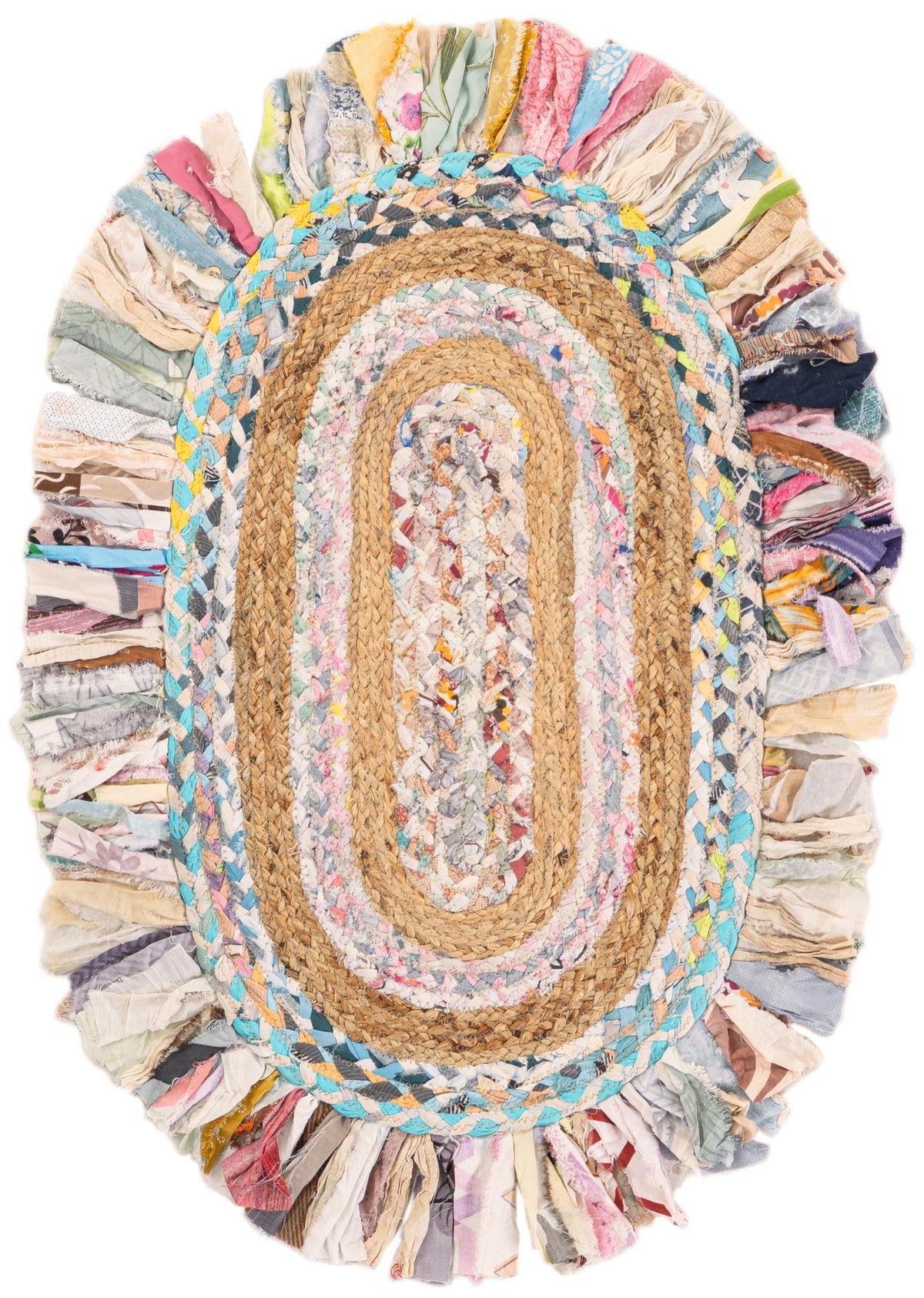 Osian Looms Collection Area Rug - Kathmandu Oval Multi White  lifestyle 4