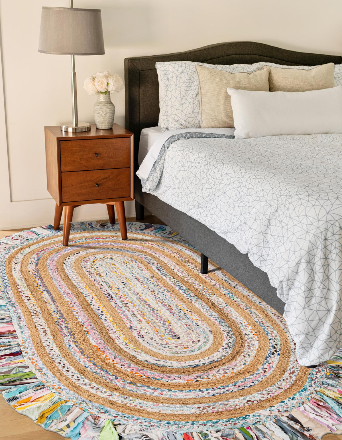 Osian Looms Collection Area Rug - Kathmandu Oval Multi White  lifestyle 3