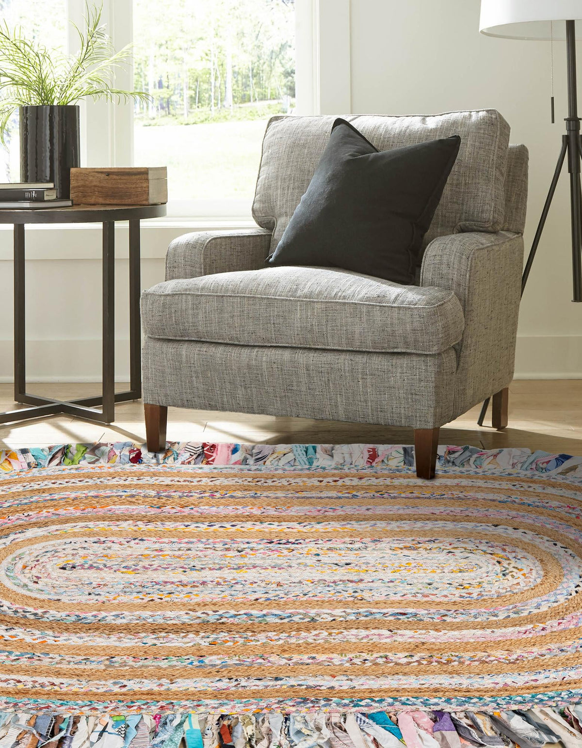 Osian Looms Collection Area Rug - Kathmandu Oval Multi White  lifestyle 7
