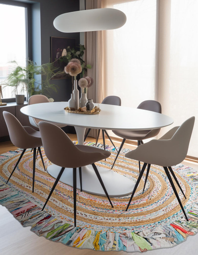 Osian Looms Collection Area Rug - Kathmandu Oval Multi White  lifestyle 19
