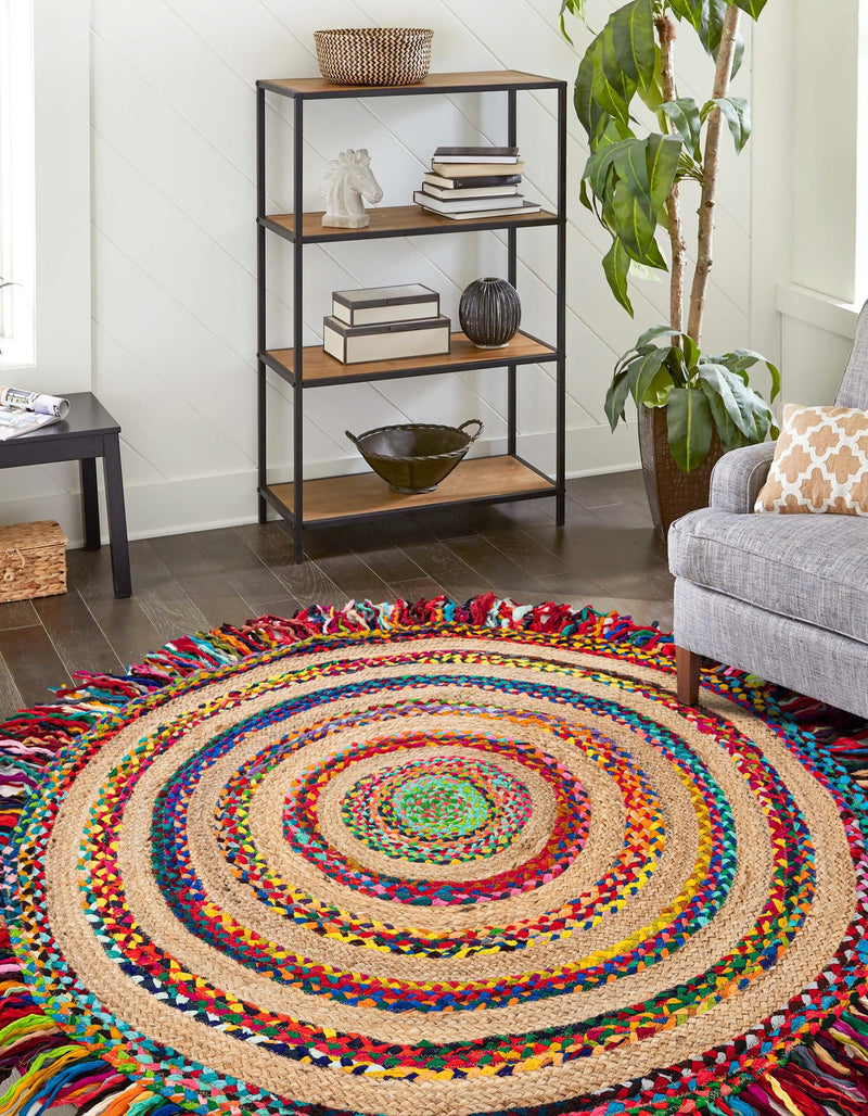 Osian Looms Collection Area Rug - Kathmandu Round Multi  lifestyle 4