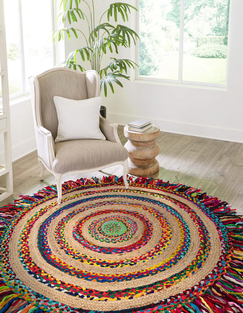 Osian Looms Collection Area Rug - Kathmandu Round Multi  lifestyle 8