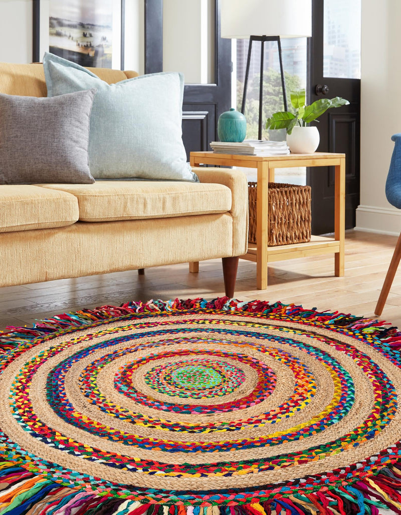 Osian Looms Collection Area Rug - Kathmandu Round Multi  lifestyle 16