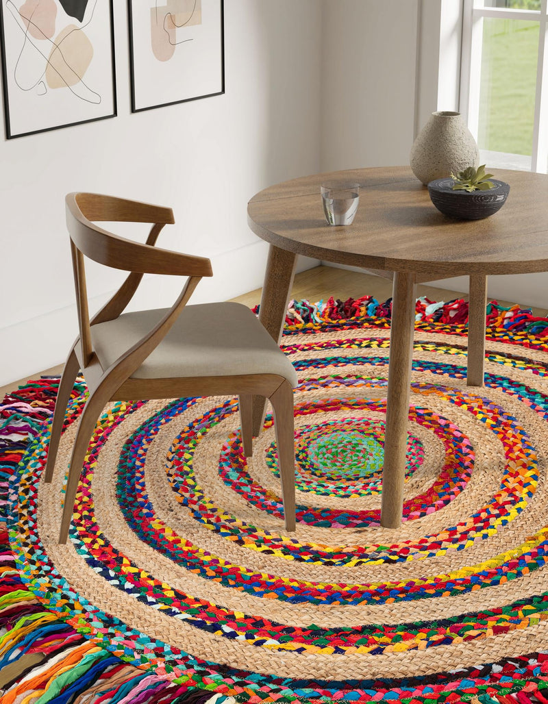 Osian Looms Collection Area Rug - Kathmandu Round Multi  lifestyle 24