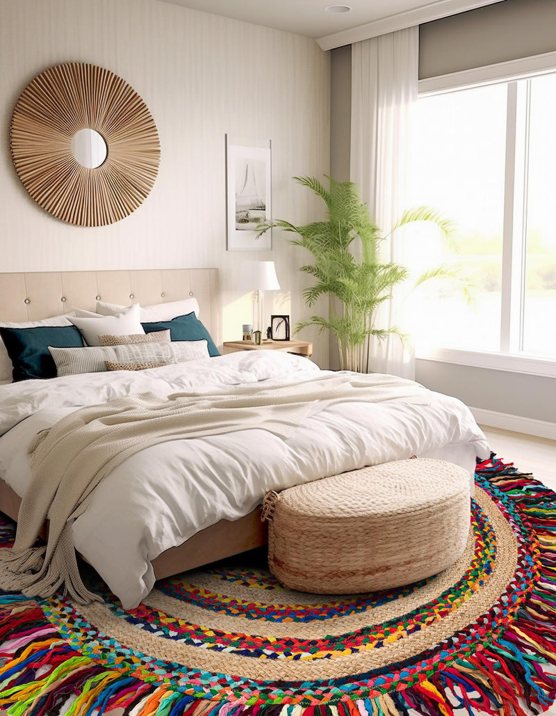 Osian Looms Collection Area Rug - Kathmandu Round Multi  lifestyle 28