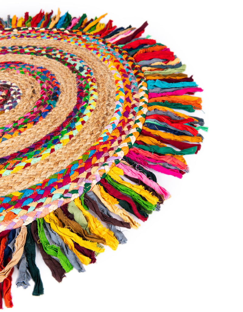 Osian Looms Collection Area Rug - Kathmandu Round Multi  lifestyle 48