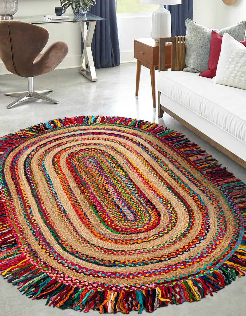 Osian Looms Collection Area Rug - Kathmandu Oval Multi  lifestyle 25