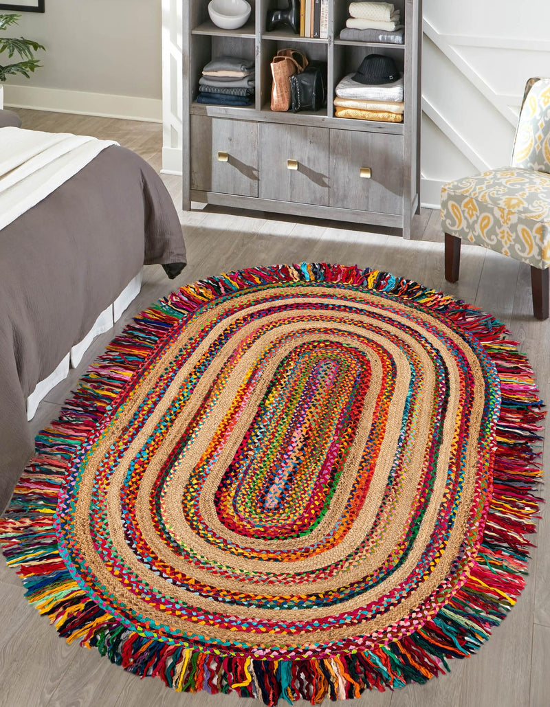 Osian Looms Collection Area Rug - Kathmandu Oval Multi  lifestyle 29