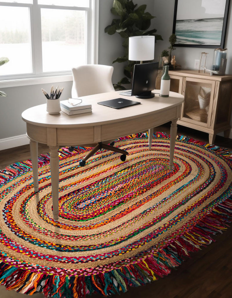 Osian Looms Collection Area Rug - Kathmandu Oval Multi  lifestyle 33