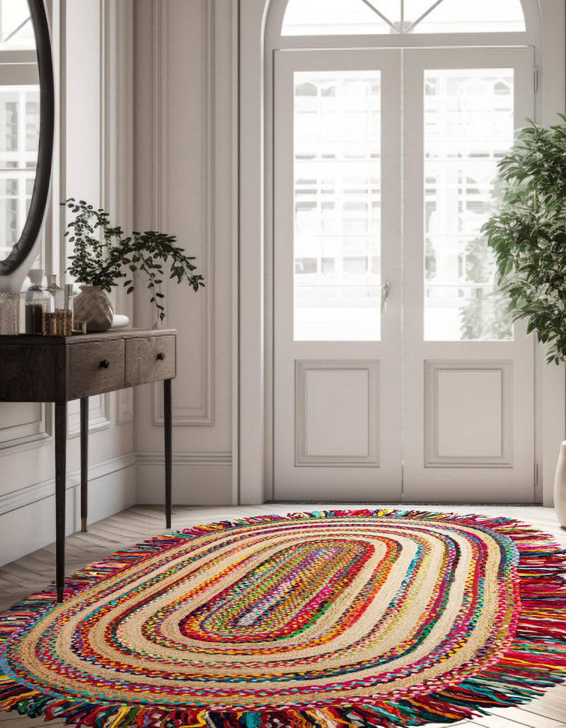 Osian Looms Collection Area Rug - Kathmandu Oval Multi  lifestyle 37