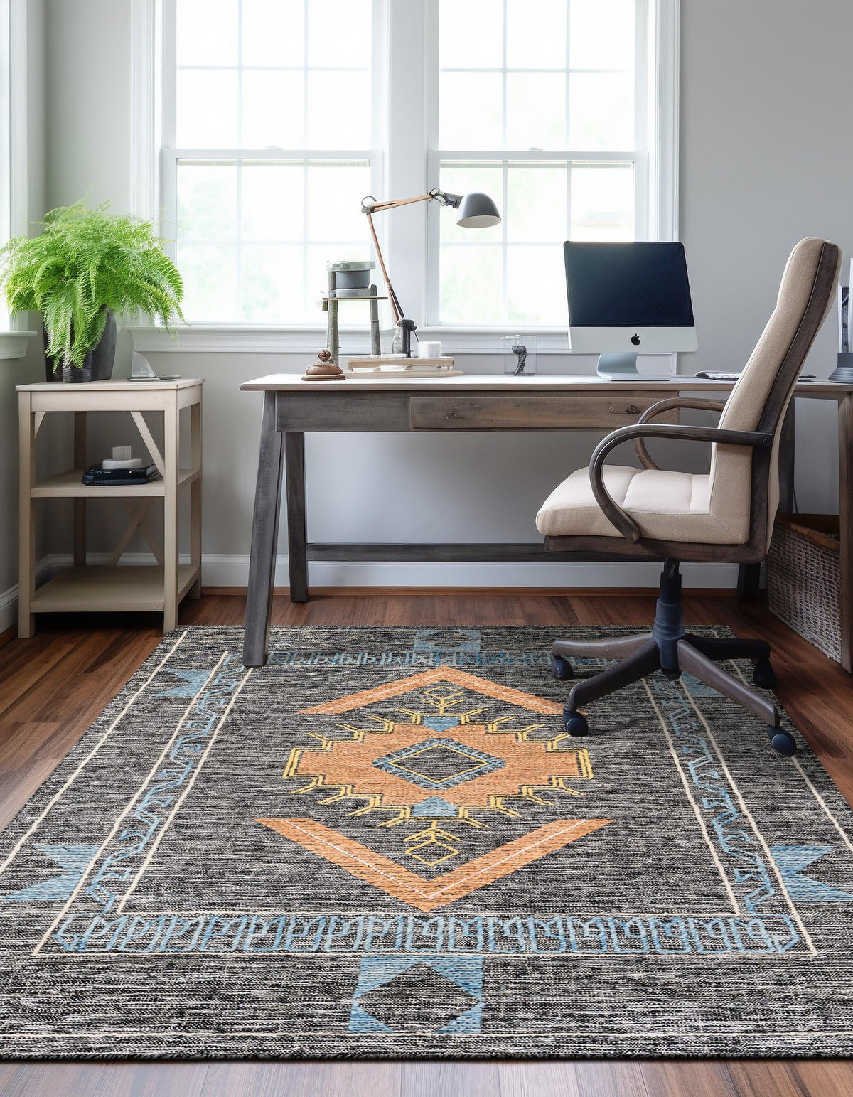 Anatolian Tapestry Wool Collection Area Rug - Ephesus Rectangle Charcoal Gray  lifestyle 5