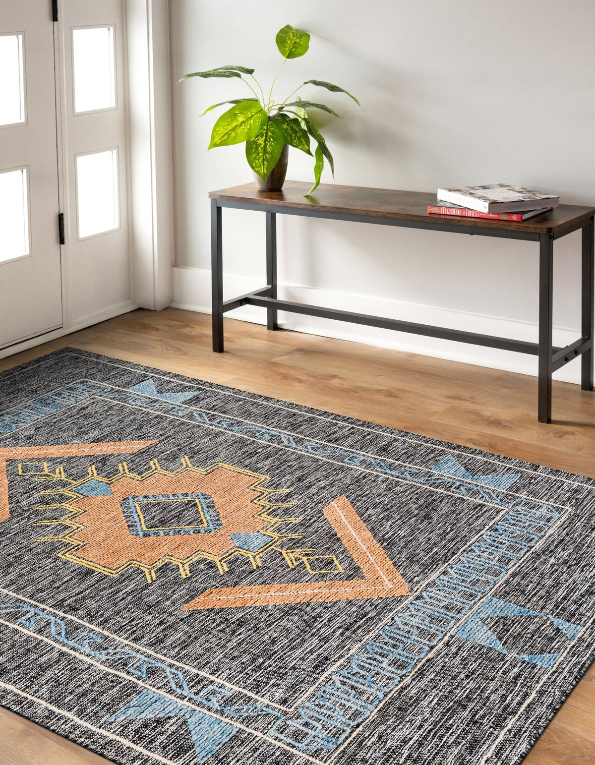 Anatolian Tapestry Wool Collection Area Rug - Ephesus Rectangle Charcoal Gray  lifestyle 10