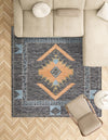 Caspian Wool Collection Area Rug - Ephesus Square Charcoal Gray  lifestyle 44