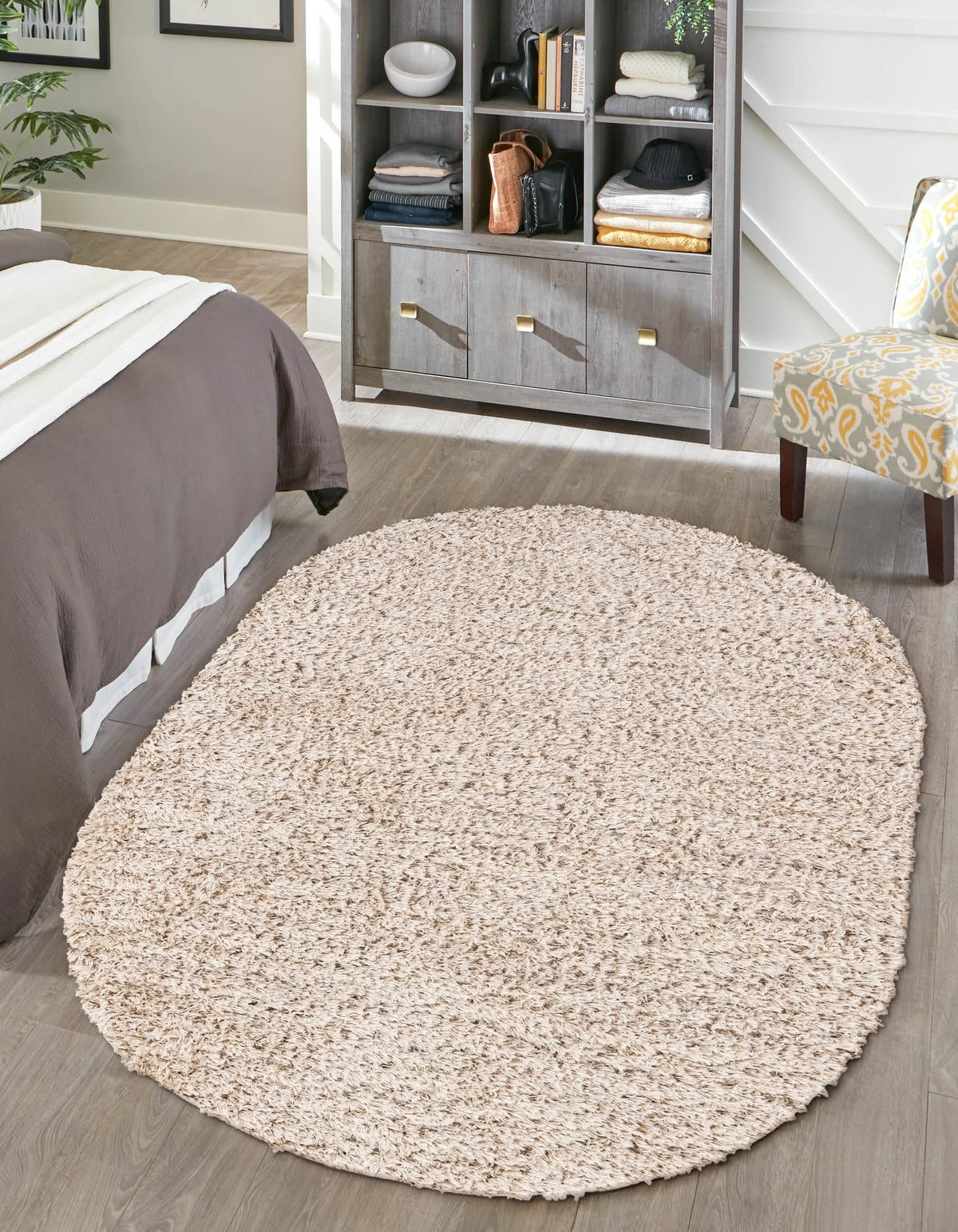 Eternal Plush Oasis Collection Area Rug -  Tranquility (Linen) Oval Linen  lifestyle 25