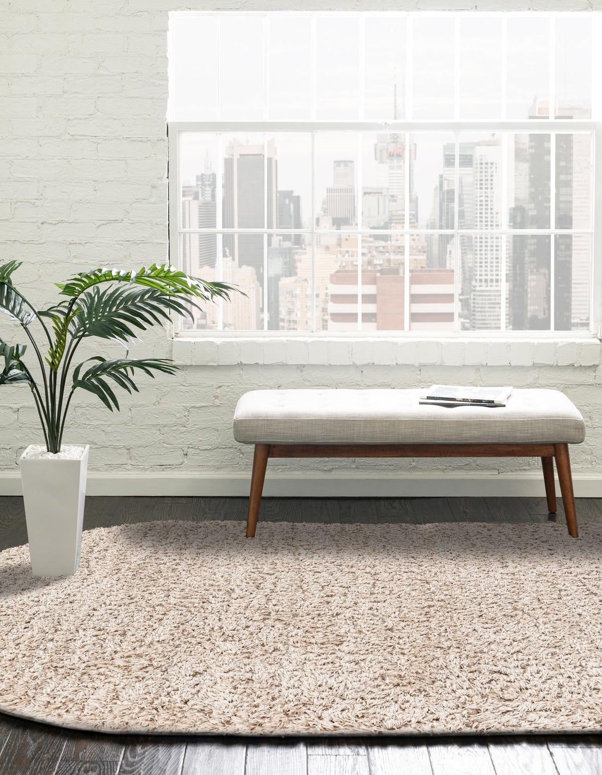 Eternal Plush Oasis Collection Area Rug -  Tranquility (Linen) Oval Linen  lifestyle 41