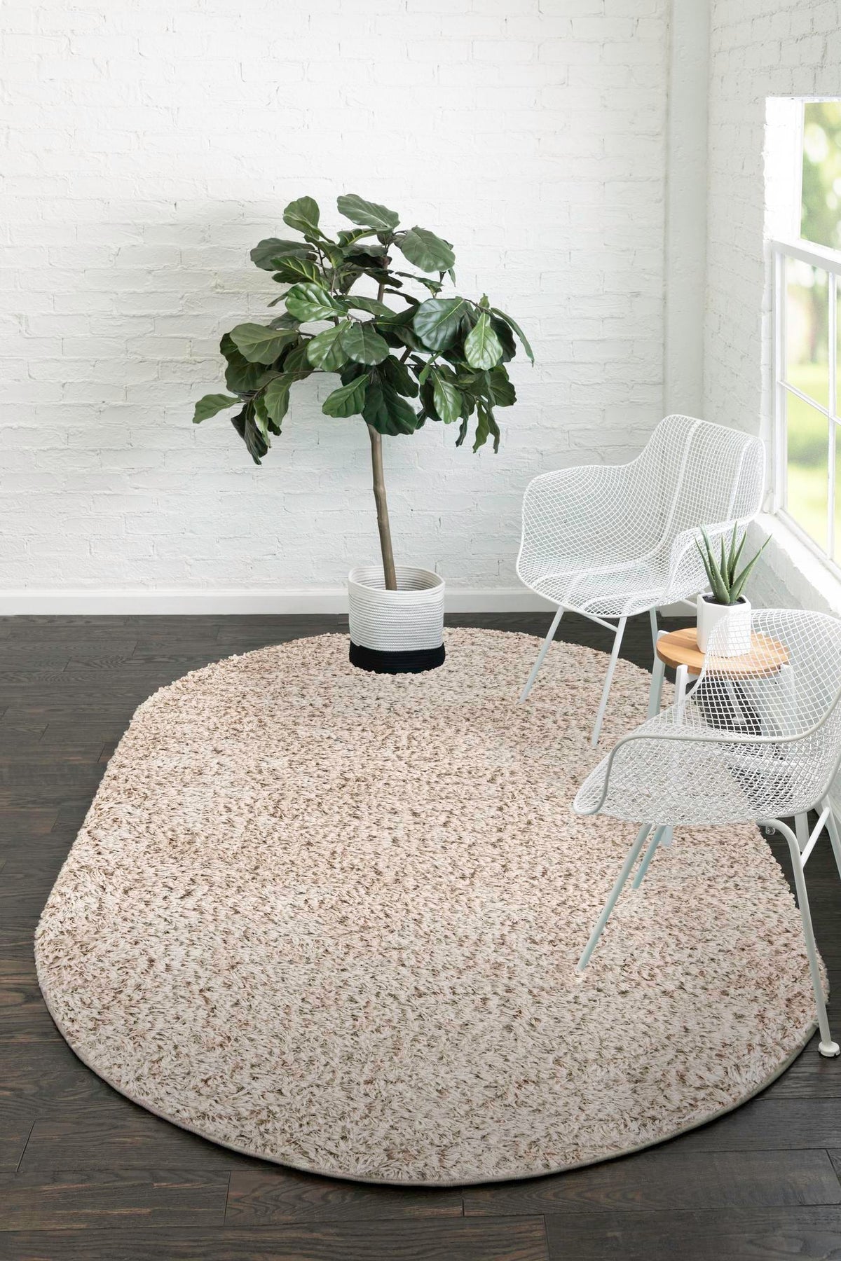 Eternal Plush Oasis Collection Area Rug -  Tranquility (Linen) Oval Linen  lifestyle 42