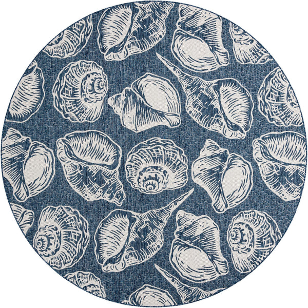 Seaside Haven Rugs Collection Area Rug -  Lighthouse (Navy Blue and Ivory) Round Navy Blue and Ivory Main