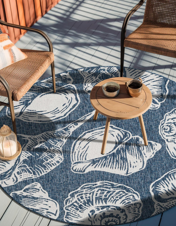 Seaside Haven Rugs Collection Area Rug -  Lighthouse (Navy Blue and Ivory) Round Navy Blue and Ivory  lifestyle 3
