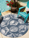 Seaside Haven Rugs Collection Area Rug -  Lighthouse (Navy Blue and Ivory) Round Navy Blue and Ivory  lifestyle 6