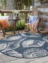 Seaside Haven Rugs Collection Area Rug -  Lighthouse (Navy Blue and Ivory) Round Navy Blue and Ivory  lifestyle 7
