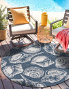 Seaside Haven Rugs Collection Area Rug -  Lighthouse (Navy Blue and Ivory) Round Navy Blue and Ivory  lifestyle 8