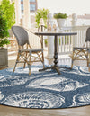 Seaside Haven Rugs Collection Area Rug -  Lighthouse (Navy Blue and Ivory) Round Navy Blue and Ivory  lifestyle 9