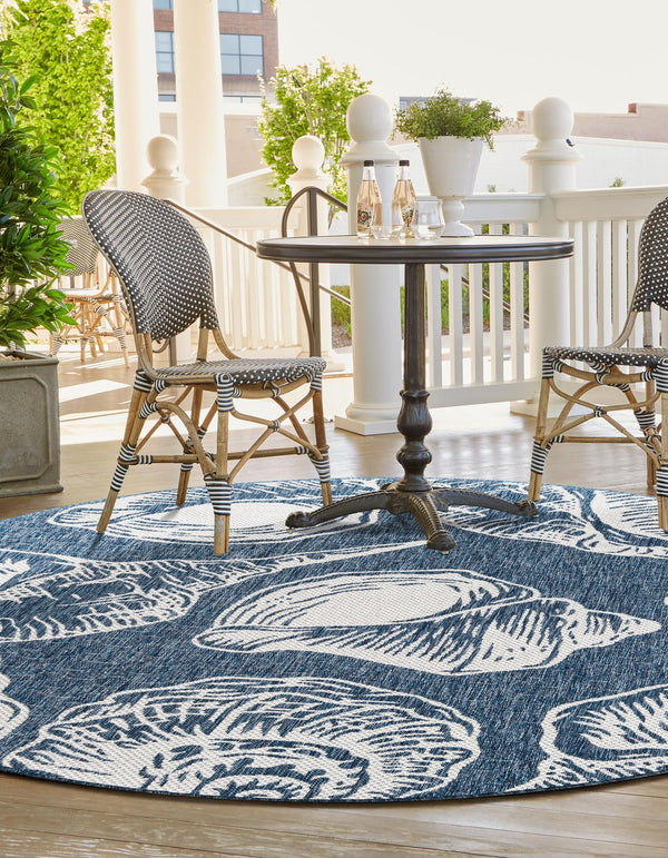 Seaside Haven Rugs Collection Area Rug -  Lighthouse (Navy Blue and Ivory) Round Navy Blue and Ivory  lifestyle 9
