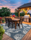 Seaside Haven Rugs Collection Area Rug -  Lighthouse (Navy Blue and Ivory) Square Navy Blue and Ivory  lifestyle 10