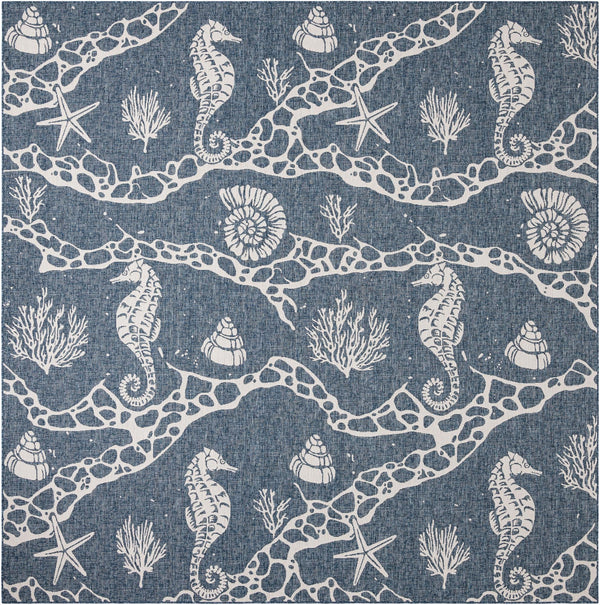 Seaside Haven Rugs Collection Area Rug -  Wavecrest Square Navy Blue Main